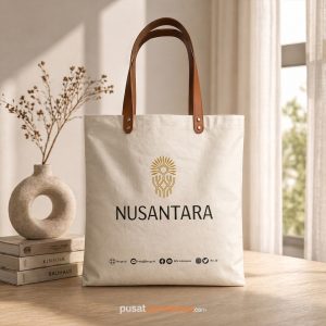 Totebag Kanvas dengan Tali Kulit